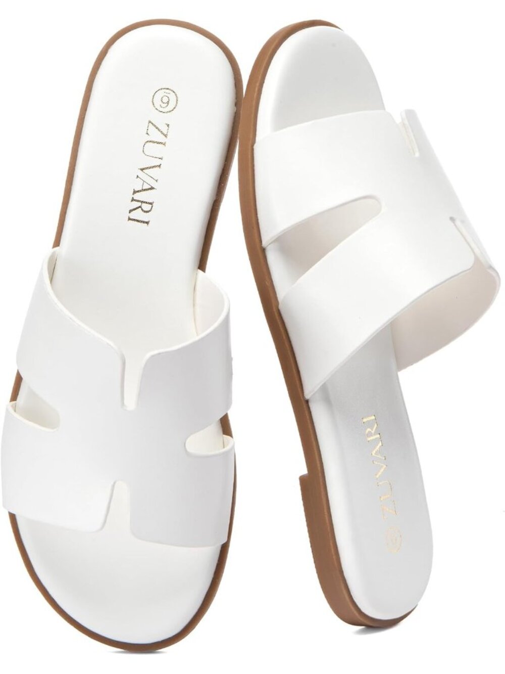 Women's White Open Toe Slip On Beach Mules Dressy Comfortable Leather Slippers